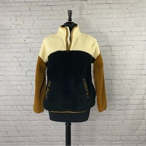 Cozy color block, leopard lined fleece half-zip by Time and Tru. Size small NWT